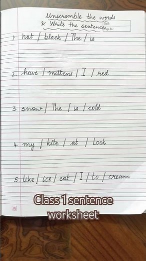 Unscramble words to make sentences class 1 worksheet