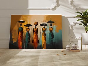 African Women Art Prints, Abstract African Print Art, African Women Wall Art, African Painting on Canvas, Oversized Wall Art, Above Bed Art - Etsy
