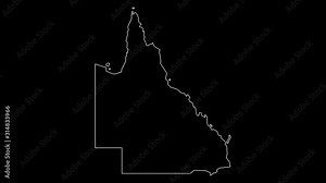 Queensland Australia region map outline animation