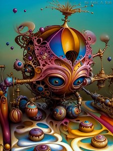 The Treat Maker art and music: Eric Ton This video began as a mathematical algorithm, a fractal born purely from numbers. Along the way, it evolved into a living, whimsical machine that seems to enjoy making treats of its own. The process blends many of the tools I’ve learned over the years: Mandelbulb 3D to generate the original fractal form, Photoshop to refine and shape it, AI upscaling to enhance fine details, two different animation programs to bring the fractal to life, and music software 