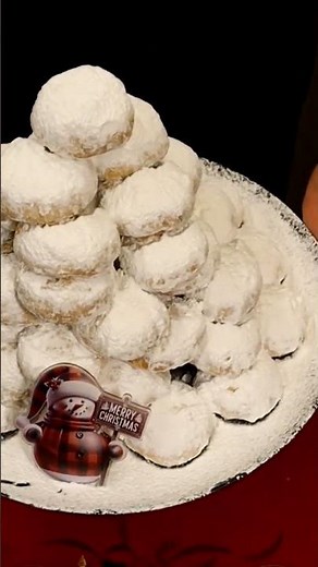 Kourabiedes with Fresh Butter & Roasted Almond. Greek Christmas Butter Cookies.