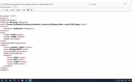 Python车牌识别视频教程ch2-5. XML to CSV
