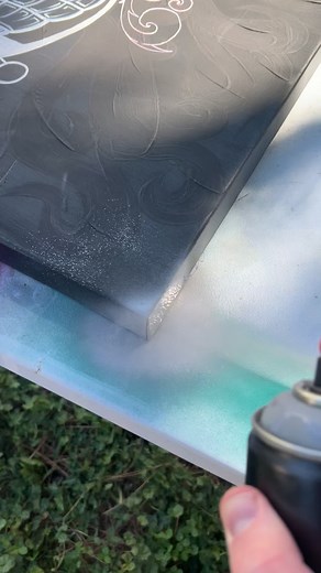 Have you ever been so filled with love that you feel yourself “Exploding With Love”; a love grenade ready to explode with happiness and gratitude for the love in your life. This could represent the love between a married couple, longterm dating individuals, or that first kiss on that first date. “Exploding With Love” measures 24”x24” on stretched canvas, and was created using spray paint, acrylic paint, silver leaf sealed on to a black spray painted cardboard grenade, and some minor detail work 