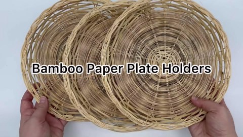 Stock Your Home 10-Inch Bamboo Paper Plate Holder (4 Count) - Heavy Duty Wicker Reusable Natural Charger Plates