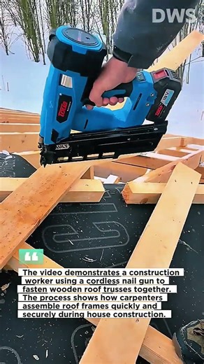 Fast Wooden Roof Framing with Cordless Nail Gun | Professional Carpentry Work