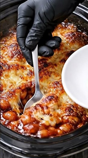 Cheesy Slow Cooker Sausage Baked Beans Easy Loaded Baked Bean Casserole 🫘🧀🔥