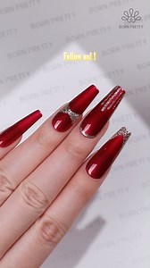 80K views · 1.4K reactions | Wish you feel warm from this nail art.殺 Red Ruby Nails Using #bornpretty Shimmer Pearl Gel Polish Scarlet Ruby (59761) ✨2 Bottles Platinum Gold & Silver Paint Gel: Gold (59212) Super Top Coat (58775) Tap the bio or visit bornpretty.com and search the product id to find more colors 殺 #nailart #nailsdesign #gelnails #naillover #rednails #glitternails #winternails #allshinonme | Bornpretty | Facebook