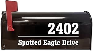 VWAQ Mailbox Numbers Street Address Personalized Pair of Vinyl Decal Custom Stickers - CMB30 (4.5" H x 11" W, White)