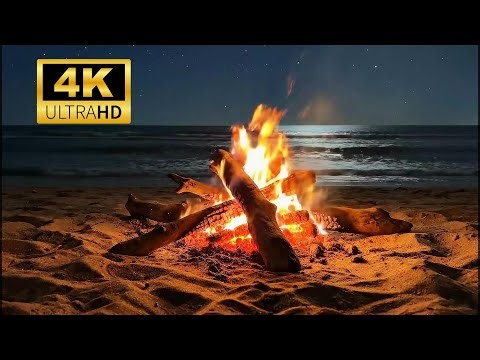 I Left This Beach Fire Playing All Night (5 Hours • 4K)
