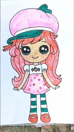 Strawberry Shortcake Drawing Easy #shorts #strawberry #art #shortcake #drawing #trending #ytshorts