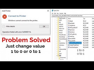 how to solve windows cannot connect to printer error 0x0000011b, solved from regedit sharing printer