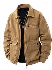 Men's Lightweight Jacket Corduroy Jacket Casual Jacket Work Jacket Vacation Casual Breathable Pocket Spring Fall Winter Plain Fashion Classic Lapel Regular Black Khaki Army Green Gray Jacket 2025