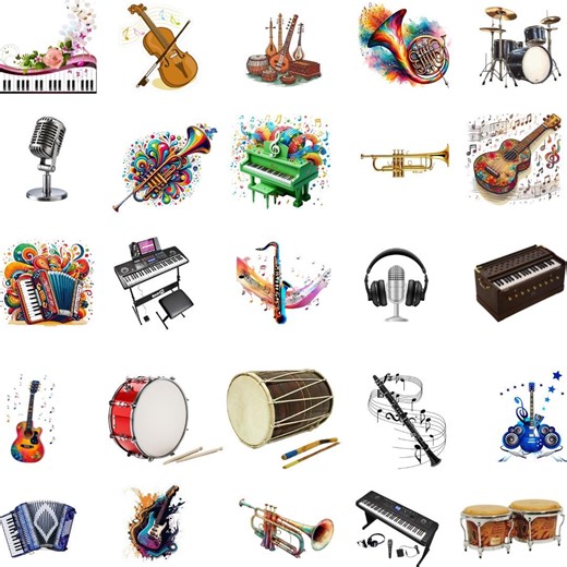 Musical Instruments PNG Set | Vintage Music Clipart | Sublimation & Print - Etsy