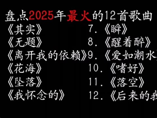 盘点2025年最火的12首歌曲