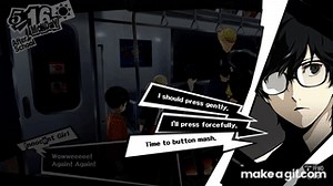 Persona 5 - Let's Button Mash! Pressing on Morgana's Head! HQ on Make a GIF