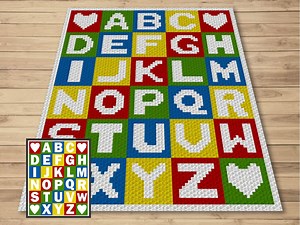 Alphabet Blocks Graph and Pattern C2C & Tapestry Crochet - C2C Crochet Alphabet Graphgan - C2C Alphabet Blanket Baby Shower Educational Baby - Etsy UK