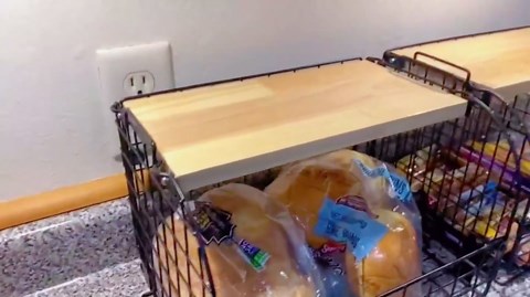 2 Set Stackable Wire Basket with Openable Top, Kitchen Counter, Pantry Organizer and Storage Produce Onion Potato Fruits Vegs Bread Food Snack Spice Organizing Bin for Cabinet Shelf Countertop Floor