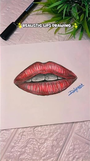 realistic lips drawing 💋#shorts #trending #viral