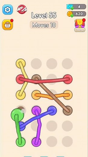 Tangle Rope – Level 55 Solution | Untie Rope Puzzle Walkthrough #TangleRope #UntieRope #Shorts