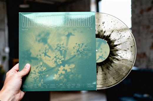 Download Vinyl Record Mockup with Partially Exposed Disc