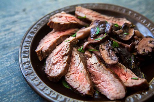 Grilled Flank Steak with Mushrooms