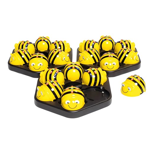 TTS Bee-Bot Programmable Toy Robot 18-pcs w/ FREE 3pcs Docking Station w/ USB Cable - See and Say Version - STEM Coding Robotics Kit for Classroom Home Educational Learning Programming Resource