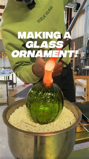 Milk Glass on Instagram: "Making a glass ornament ~ start to finish! Hit up @shopdarlingxdashing for your holiday shopping! (Watch til the end) . . . #glassblowing #charlottesville #cville #smallbuisness"