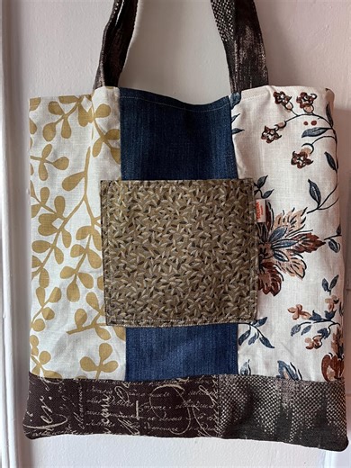 Upcycled Denim Patchwork Tote Bag: Handmade Quilted Design - Etsy