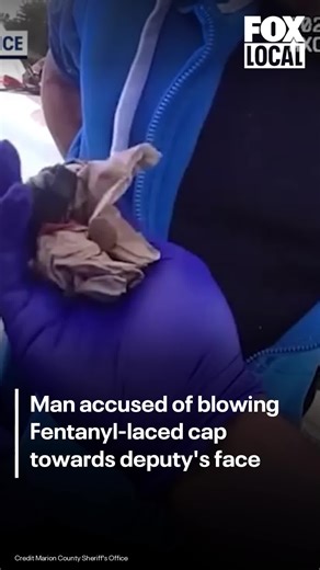 A Florida man, who deputies said had multiple signs of drug usage in his car, allegedly blew fentanyl into the air at a deputy, to eliminate evidence, the Marion County Sheriff's office said. LINK IN BIO 🔗 #news #fox13news #florida #marioncounty