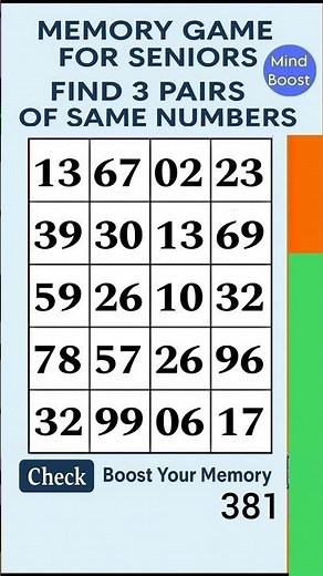 Easy Brain Exercise for Seniors – A Healthy Mind Game | Match the Numbers