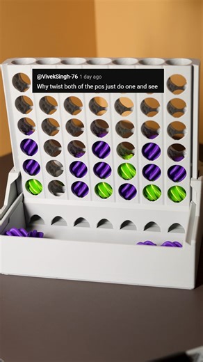 Honestly the amount of people that apparently went their whole lives without ever seeing a screw is baffling to me. Please, if you still think I am lying about the way this works, look up a definition of chirality or rotational symmetry This is how this self sorting version of connect 4 works. It is designed by CyberYeti and you can find it on maker World by searching "Cascade connect" | Mike's Quest Log