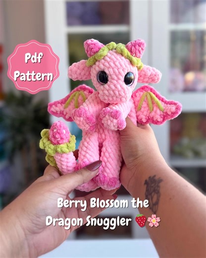 Crochet Berry Blossom the Dragon Snuggler Pattern, Strawberry Themed Valentine's Day Gift - Etsy Canada