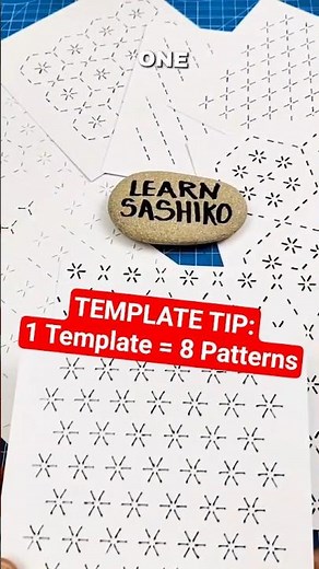 SASHIKO | 1 Template = 8 Patterns. #sashiko #beginnersewing #sashikopattern