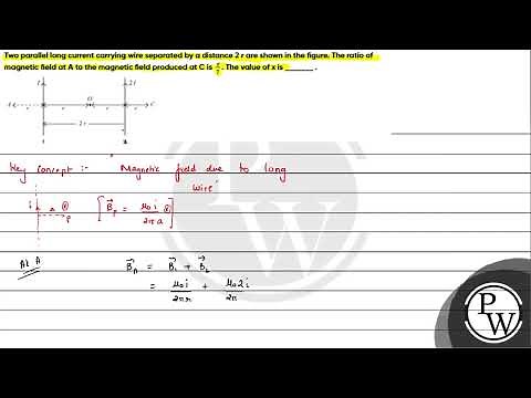 Two parallel long current carrying wire separated by a distance 2 r are shown in the figure. The....
