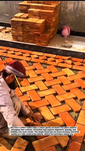 Bricklaying Precision: The Simple Mallet Trick Pros Use! #Masonry #Bricklaying #Construction