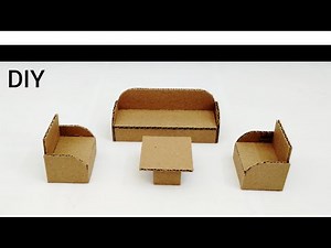 How to make a cardboard miniature sofa set|| Diy cardboard sofa set