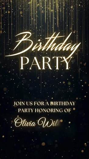 Black & Gold Surprise Birthday Invitation | Elegant Animated Canva Video