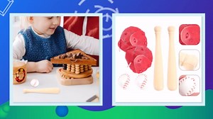 Toyvian Miniature Sports Set - Baseball Bat, Glove & Cake Decorations for Doll House, Party Favors & Outdoor Decor