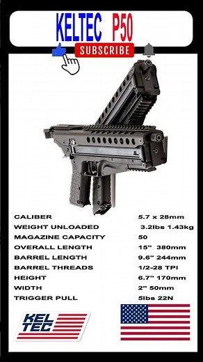 The Kel-Tec P50 is a unique semi-automatic pistol