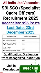 SBI SCO Recruitment 2025 || Online Application Open till 23rd Dec 2025 #sbi #bankingjobs #bankjobs