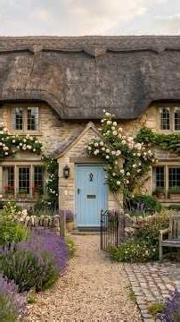 Blue English Cottage Home with Cozy Interiors & Rustic Details #dreamyspaces