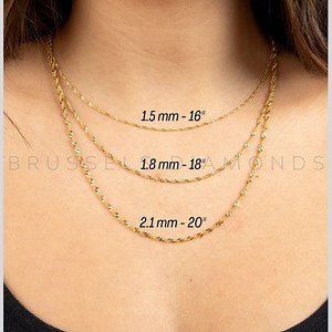 14K Solid Yellow Gold Singapore Chain Necklace, 1.5mm 1.8mm 2.1mm Thick, 16" 18" 20" 24" Inch, 14K Gold Rope Chain, SOLID GOLD Links, Women - Etsy
