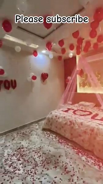 Romantic First Night Room Decoration | Just Married Balloon & Rose Setup | Bedroom Decor Ideas