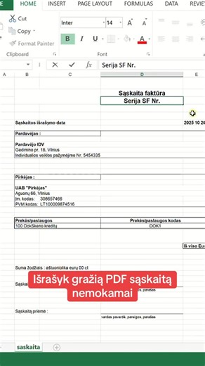 Kaip išrašyti gražias sąskaitas-faktūras be Excel nemokamai #buhalterija #apskaita #mazojibendrija #verslas #finansai | DokSkenas