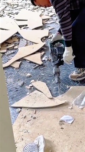 the process of removing ceramic tiles using a special machine