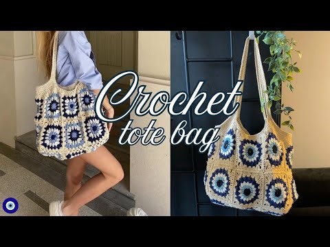 How to Crochet the Viral Evil Eye Bag 🧿 (Granny Square Tote) | Step-by-Step Tutorial⭐️