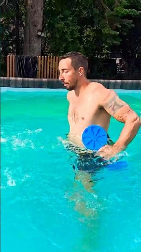 Chest & Back Workout Using Paddles in the Pool #shorts