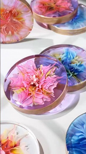 Magical Alcohol Ink Resin Flower Coasters with HeyClear Epoxy ✨
