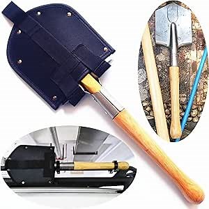 Camping Shovel A3 Wolf Warrior Shovel with Hardwood Handle, Geology Garden Shovel, Carbon Steel Survival Tactical Shovel Entrenching Tool for Off Road, Hiking, Digging Dirt, Sand, Mud & Snow