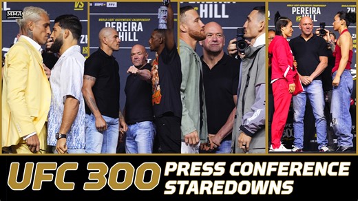 11K views · 112 reactions | Watch the stars of UFC 300 — including Alex Pereira, Jamahal Hill, Max Holloway, Justin Gaethje, Charles Oliveira and more — face off in front of a raucous crowd. | MMA Fighting | Facebook